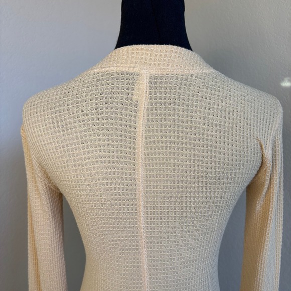 Free People Sunrise Waffle Knit Long Sleeve Henley Top Button Front Shirt SZ S - Picture 16 of 16
